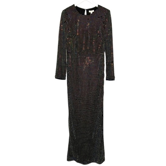 Monique Lhuillier Lorelei Crystal Net Gown Black Size 10 NEW - Picture 7 of 16